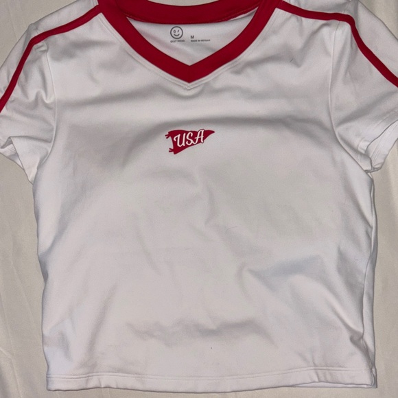 Hollister Tops - Hollisters women #sporty top GillyHicks White and Red USA 🇺🇸 m builtin sportsbra